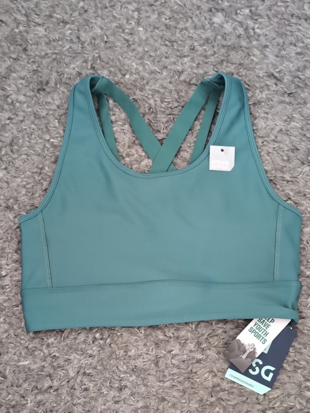 DSG Teal Green Cross-Back Sports Bra